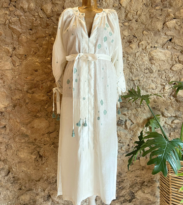 Vestido Josefa | Blanco/Verde