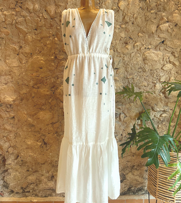 Vestido Macaria | Blanco/Verde